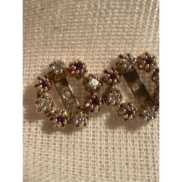 14k Gold Stud Earring Jacket 1.12 Carat Natural Ruby and Diamond - Picture 5 of 10